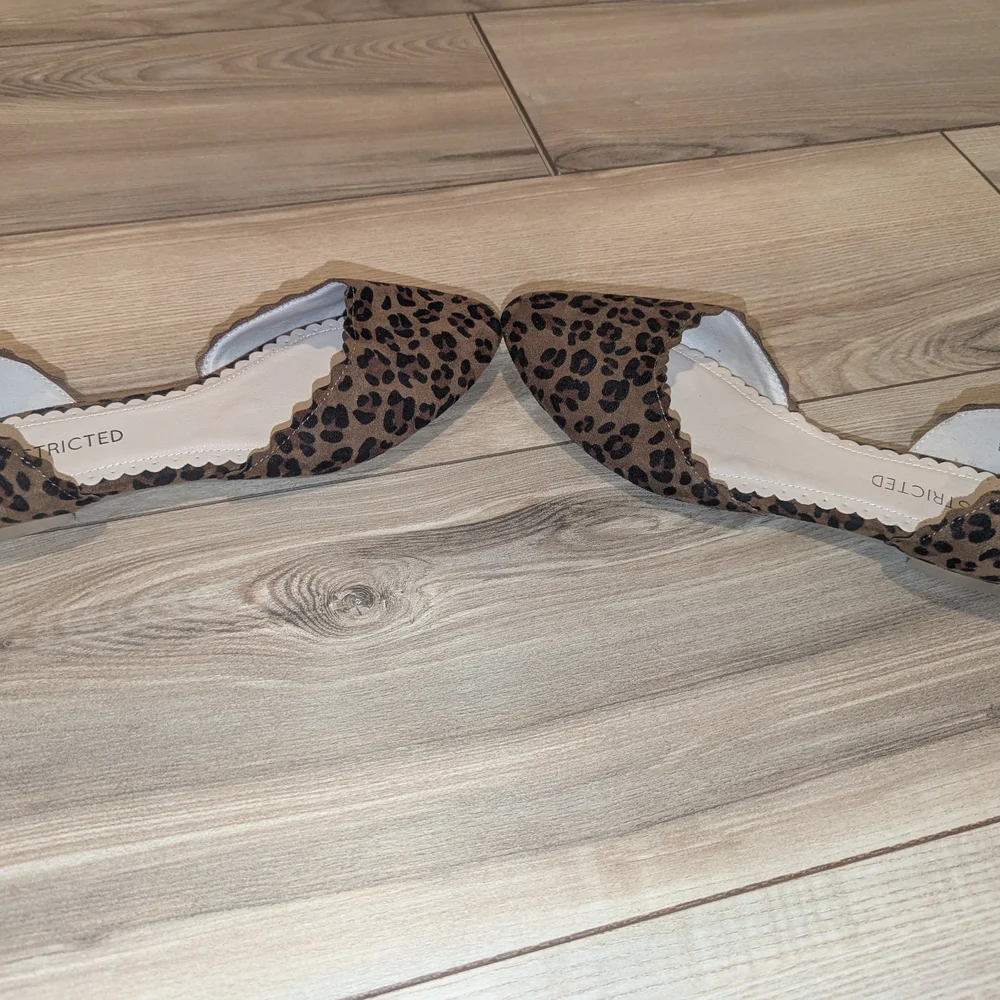 Restricted Leopard Print D'Orsay Flats in Brown and Black